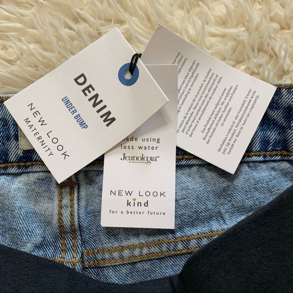 Maternity Blue Denim Raw Hem Under Bump Shorts - Picture 8 of 10
